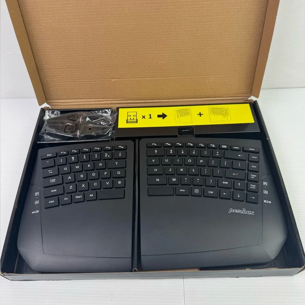 Perixx PERIBOARD-624B US, Wireless Ergonomic Split Keyboard - Up 30 Ft Separatio